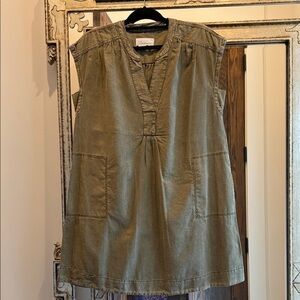 Anthropologie Olive Green Sleeveless Tunic Dress